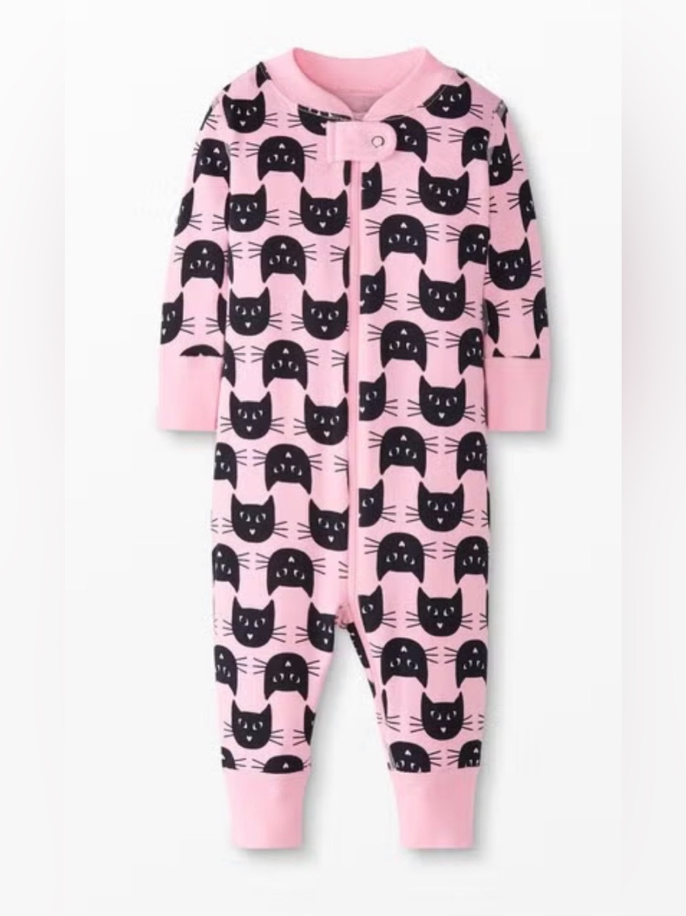 Hanna Andersson Halloween Baby Zip Sleeper Mask-Arade Pink Cat Print 0-3M